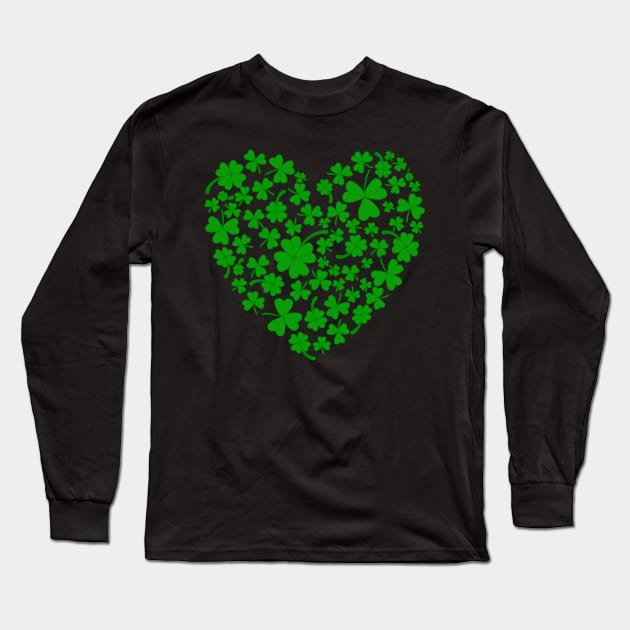 Irish Heart Shamrock Ireland Lover St Patrick's Day Long Sleeve T-Shirt by Mewzeek_T